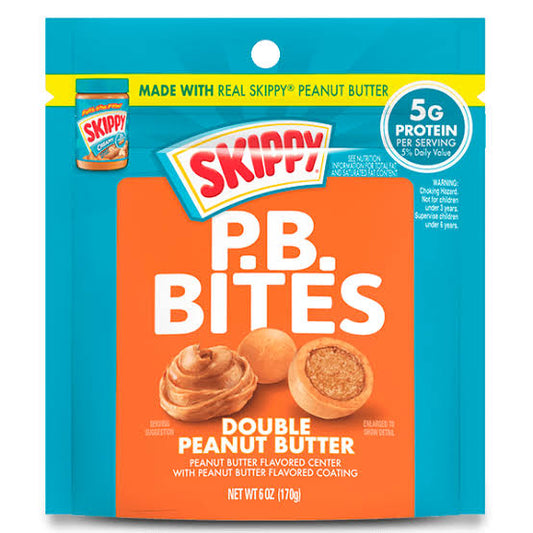 Skippy pb bites double peanut butter center with peanut butter coating