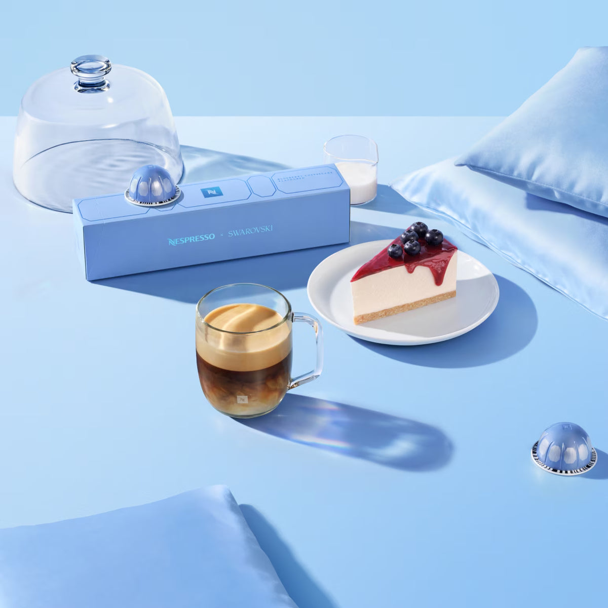 Nespresso x swarovski  blueberry cheese cake flavored vertuo capsules
