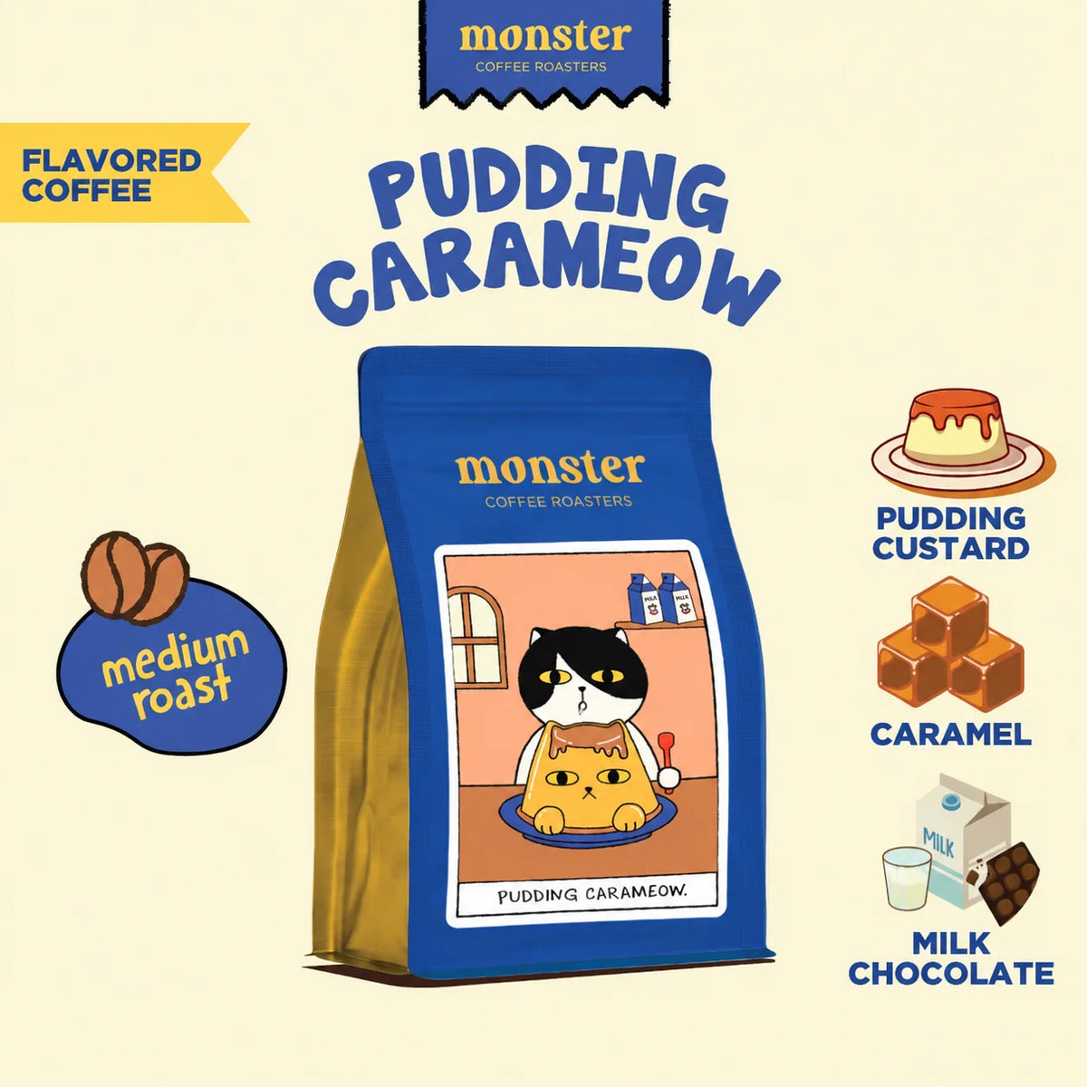 Monster and friends pudding caremewo coffee