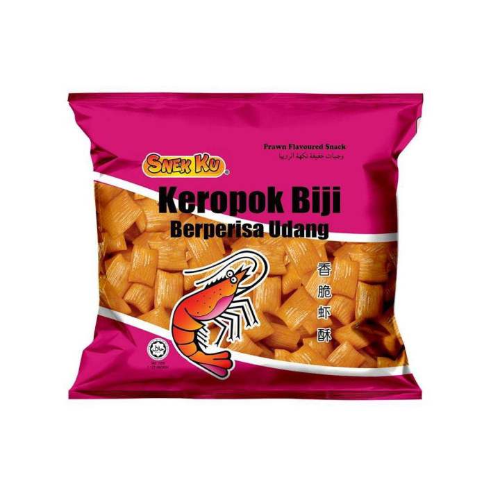 Snek ku keropok biji prawn flavoured snack