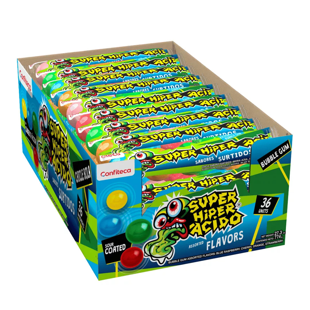 Sour hiper acido sour coated bubble gum