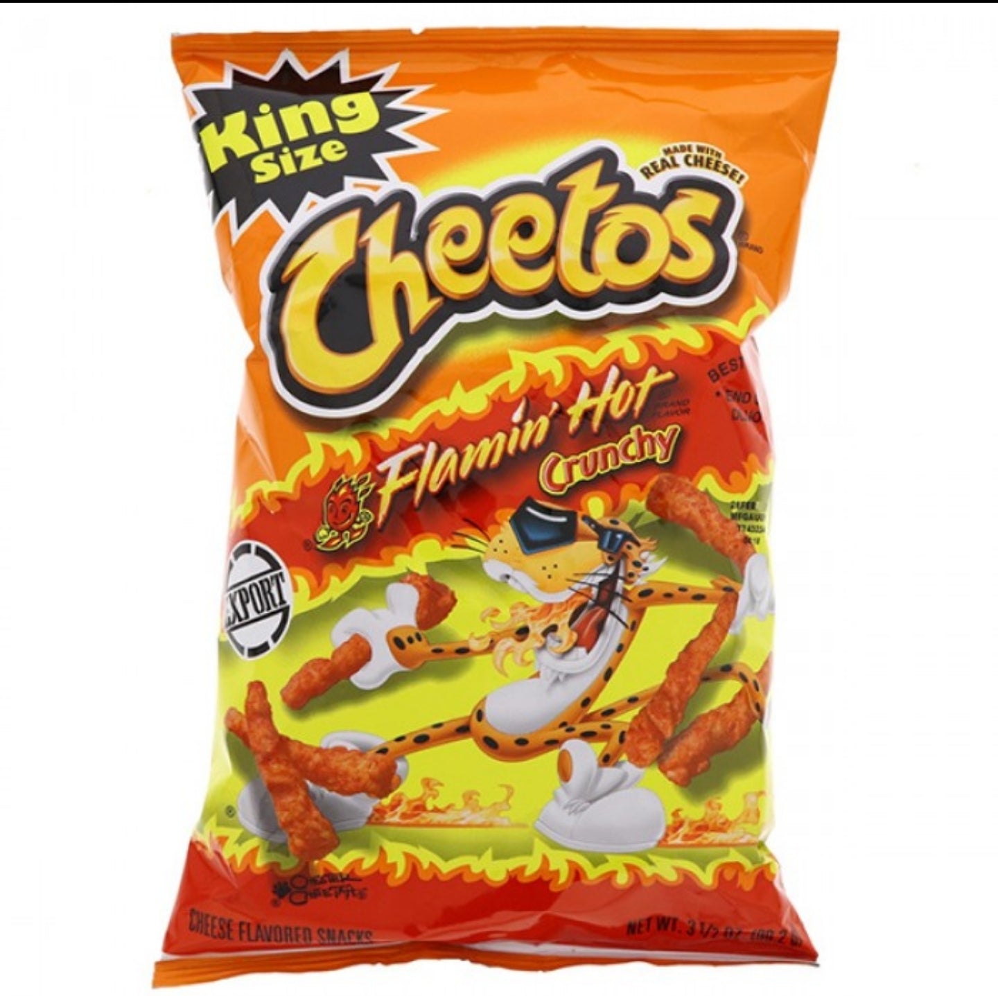 Cheetos flamin hot crunchy export شيتوس مستورد حار نار