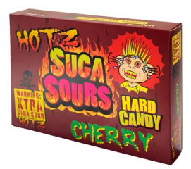 Suga Sours Hotz cherry flavour candy