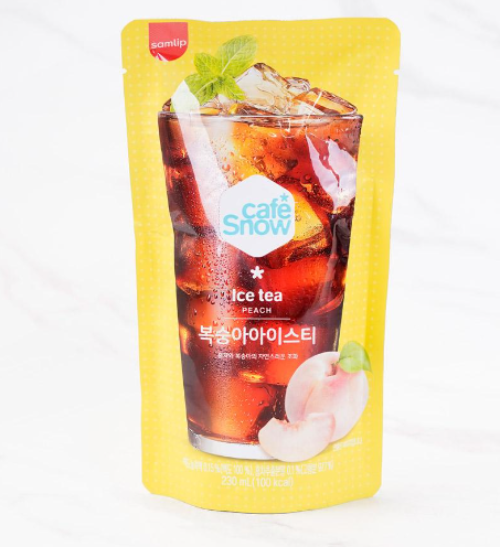 Snow cafe ice tea peach flavor drink