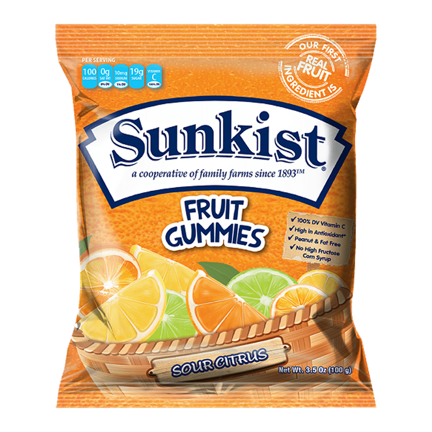 Sunkist fruit gummies sour citrus