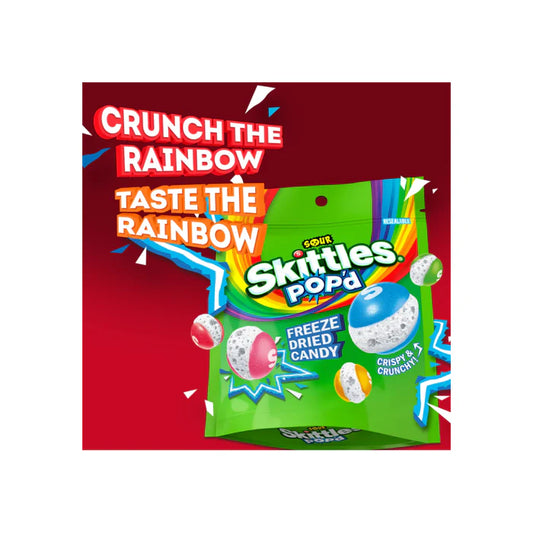 SKITTLES POP'd Sour Freeze Dried Candy Resealable Candy Bag - 5.5oz
