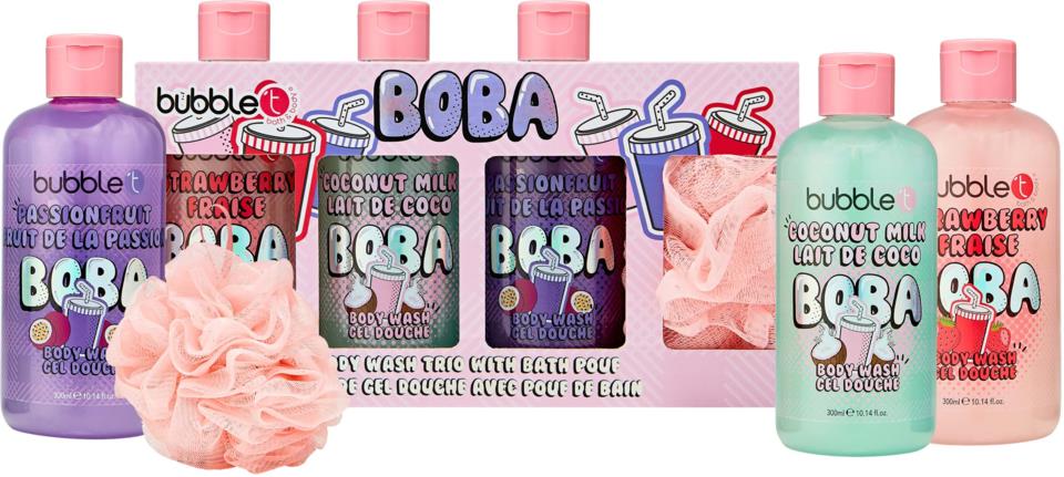 bubblet boba body wash trio with bath pouf khad