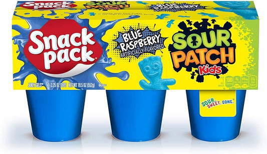 Snack Pack sour patch blue raspberry Flavored Juicy Gels, 6 Count Snack Cups