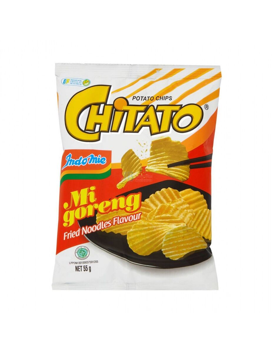 Chitato indomie Mi Goreng Fried Noodle Potato Chips 55g شيتاتو إندومي مي جورينج رقائق البطاطس المقلية 55 جرام