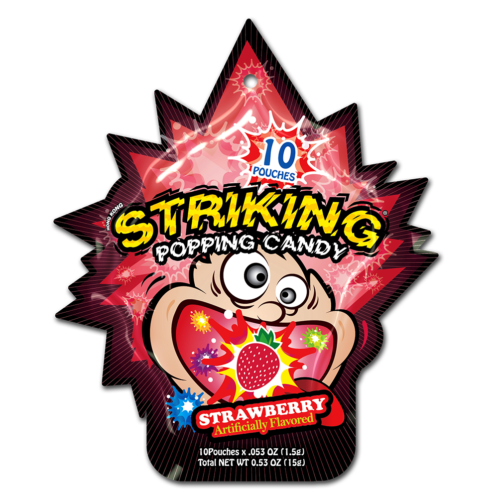 Striking popping candy strawberry