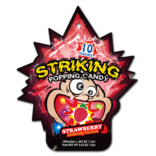 Striking popping candy strawberry